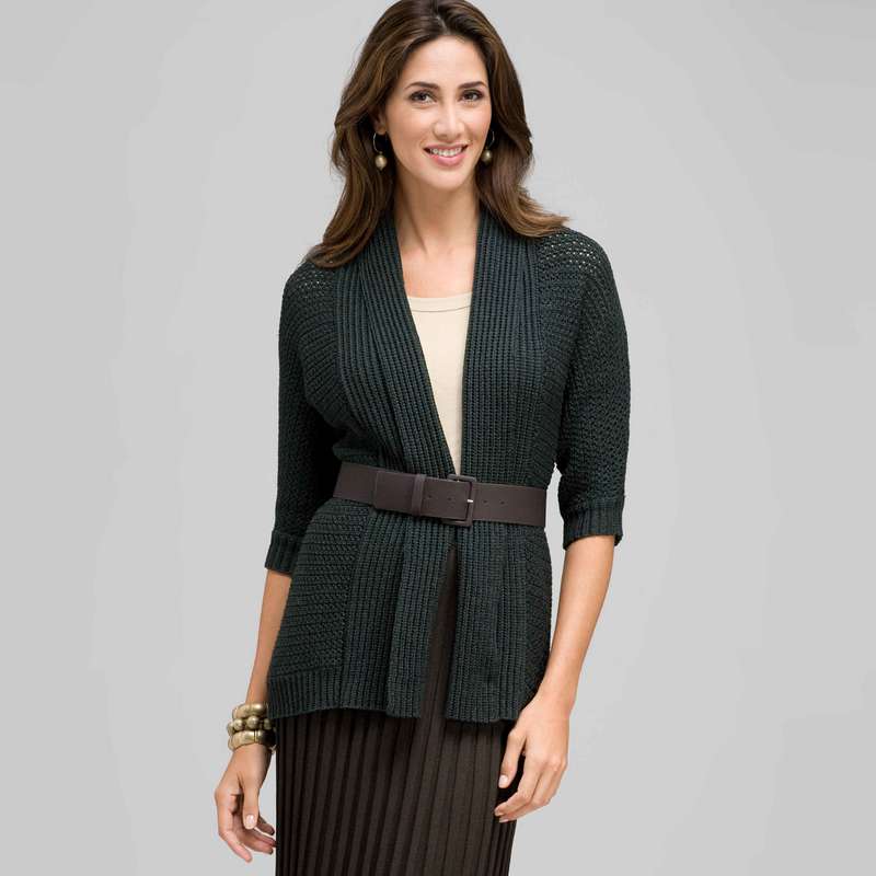 Novelty Stitch Belted Cardigan, Laurel, large image number 0