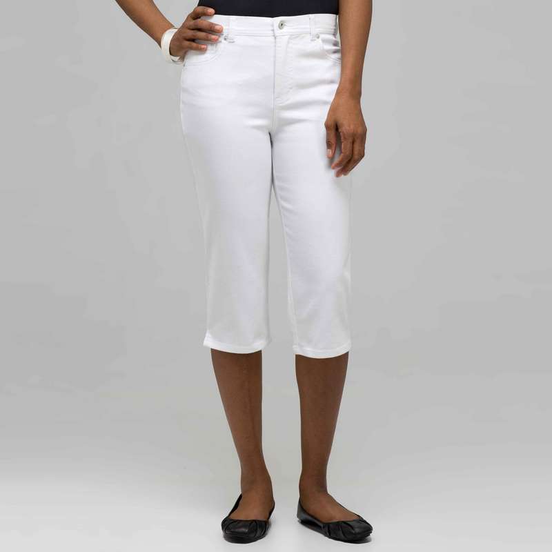 Classic Denim Straight Leg Capri, Porcelain, large image number 0